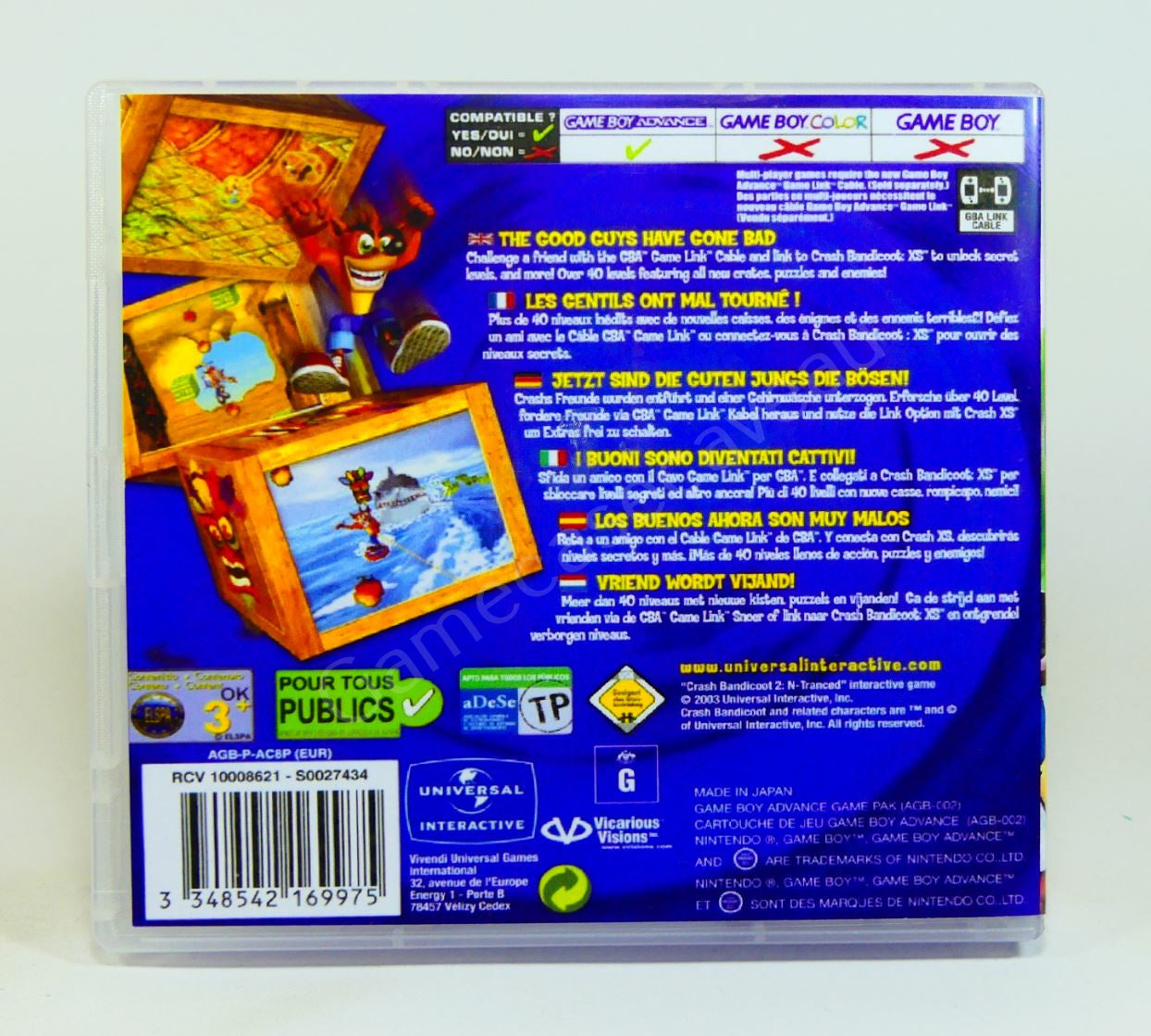 Crash Bandicoot 2 N-Tranced - GBA Replacement Case
