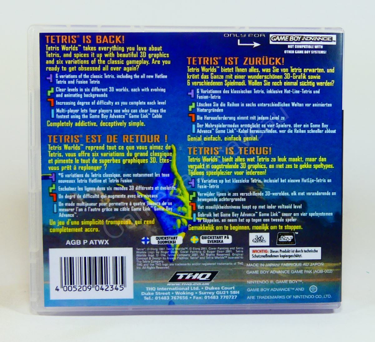 Tetris Worlds - GBA Replacement Case
