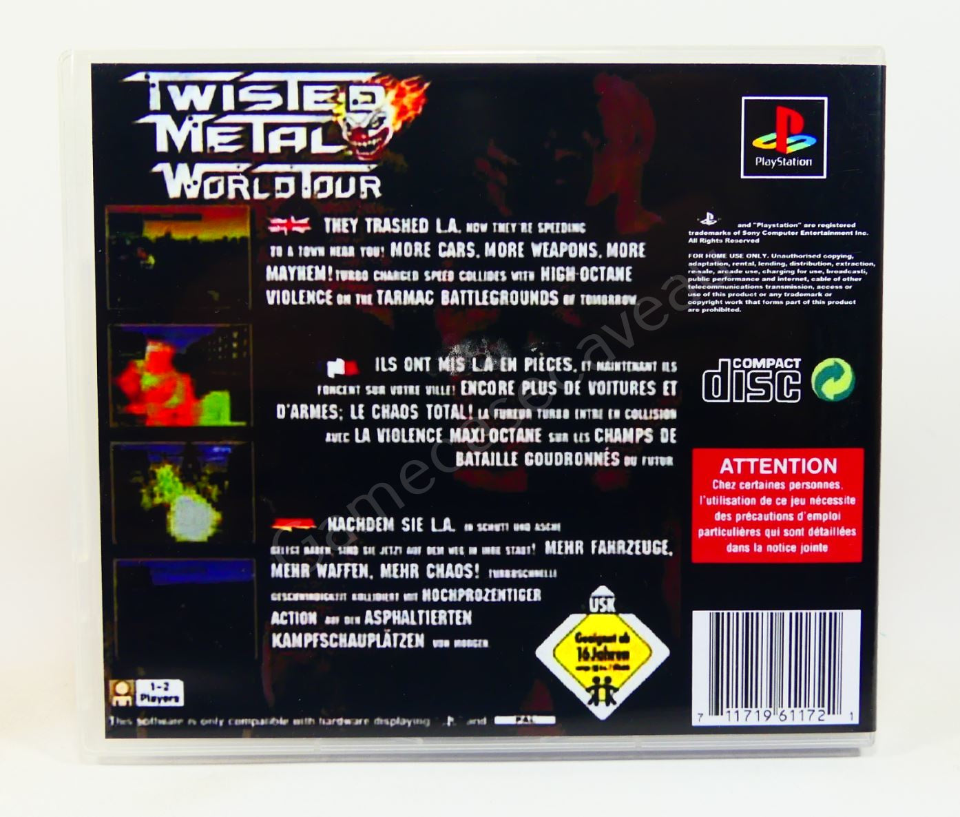 Twisted Metal World Tour - PS1 Replacement Case
