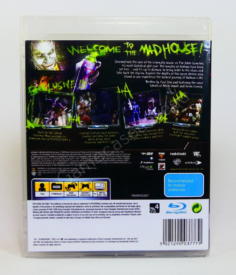 Batman Arkham Asylum - PS3 Replacement Case
