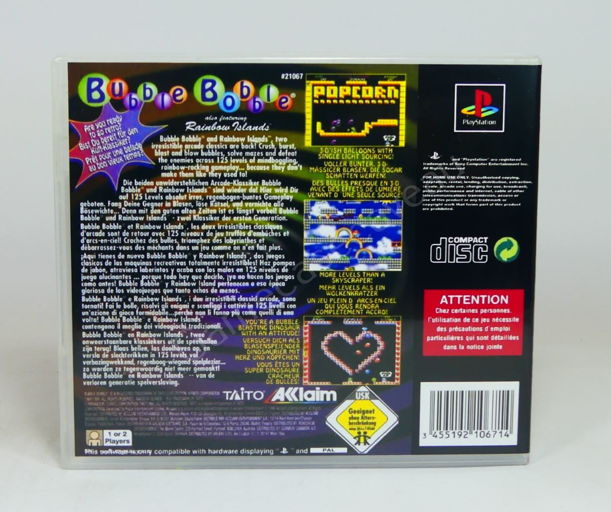 Bubble Bobble also ft Rainbow Islands - PS1 Replacement Case