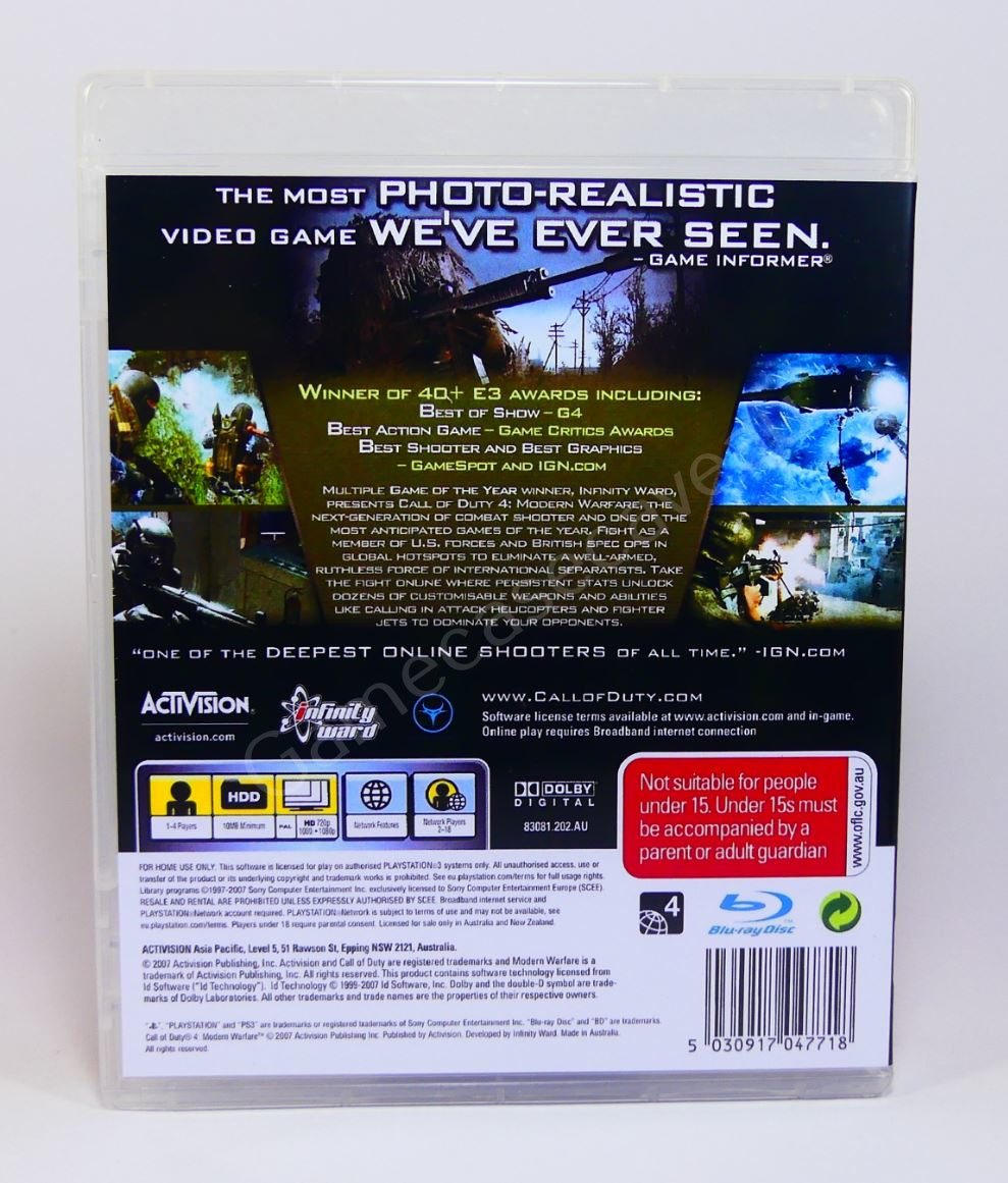 Call of Duty 4 Modern Warfare - PS3 Replacement Case