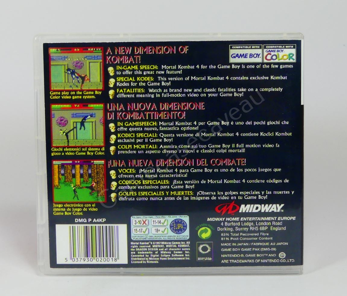 Mortal Kombat 4 - GBC Replacement Case