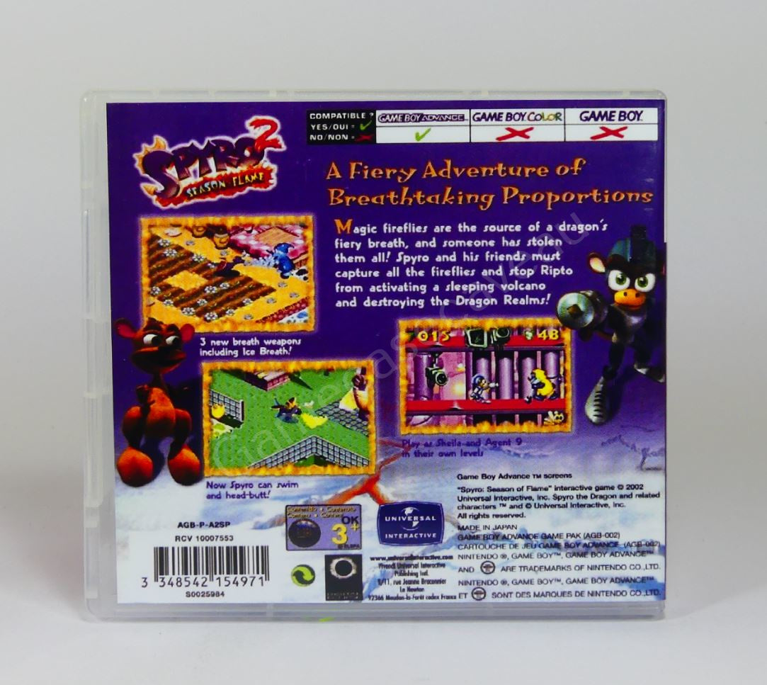 Spyro 2 Season of Flame - GBA Replacement Case