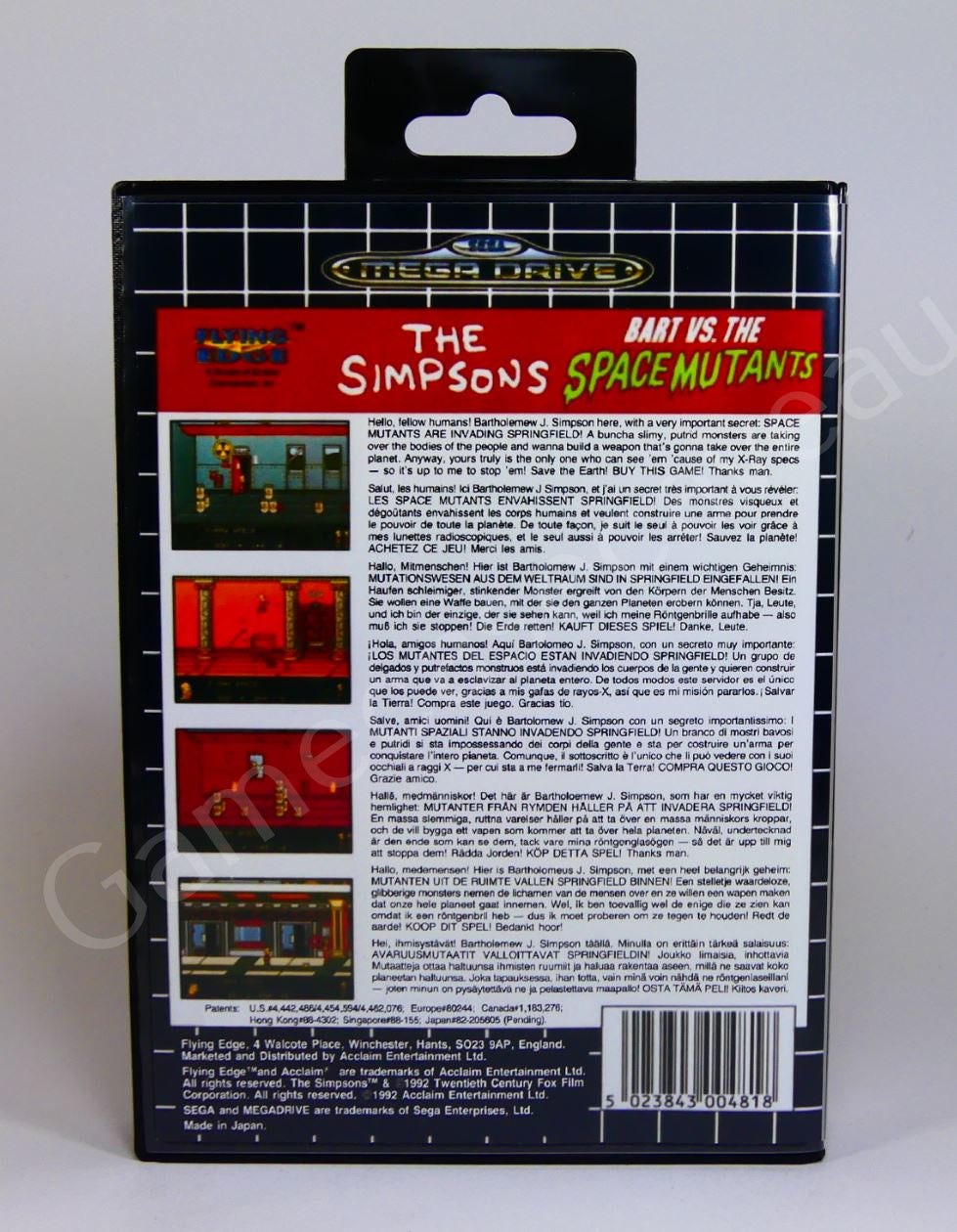 The Simpsons Bart vs The Space Mutants - SMD Replacement Case