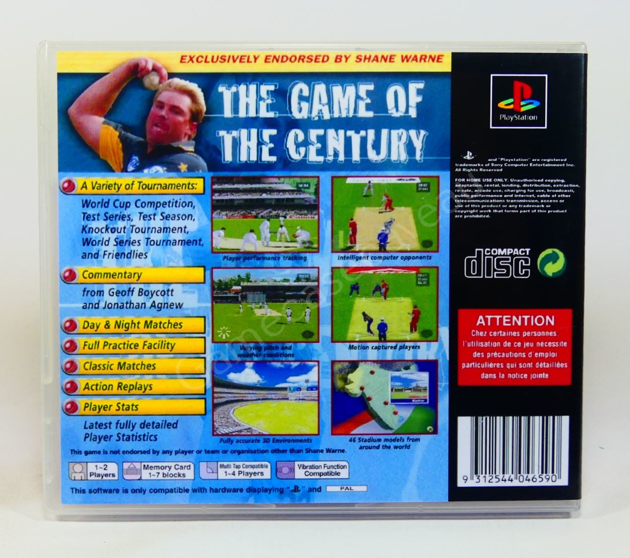 Shane Warne Cricket 99 - PS1 Replacement Case