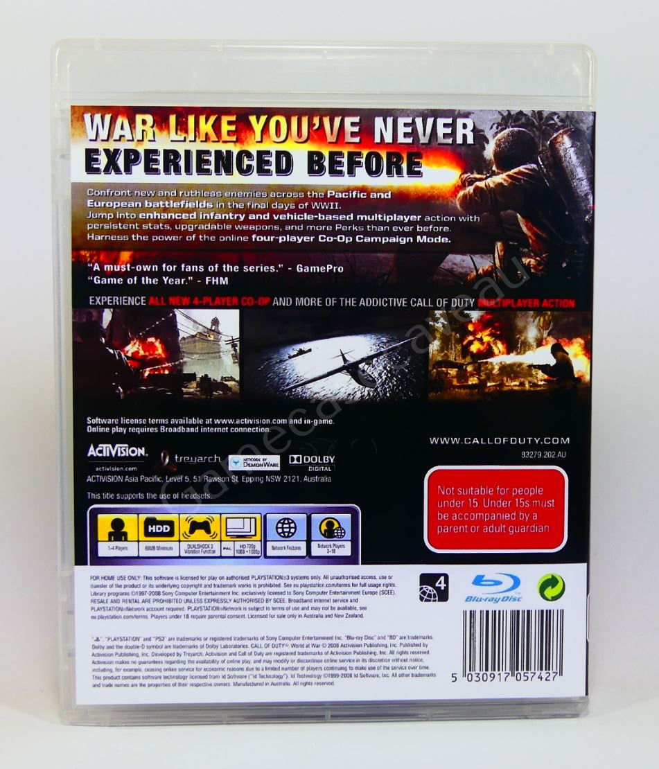 Call of Duty World At War - PS3 Replacement Case