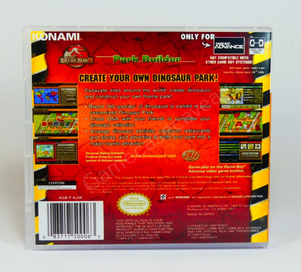 Jurassic Park III Park Builder - GBA Replacement Case