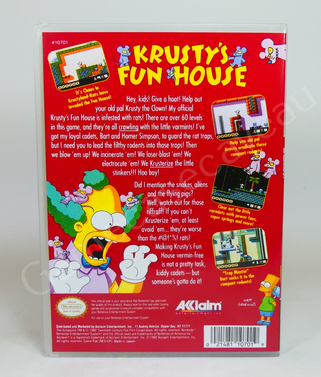 Krusty's Fun House - NES Replacement Case