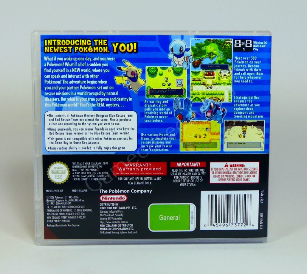 Pokemon Mystery Dungeon Blue Rescue Team - DS Replacement Case