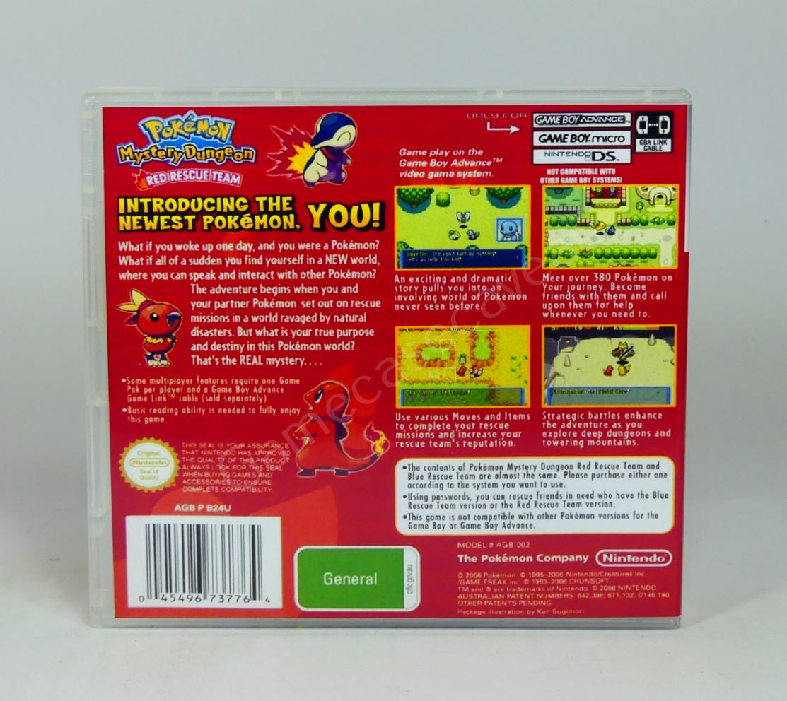 Pokemon Mystery Dungeon Red Team - GBA Replacement Case