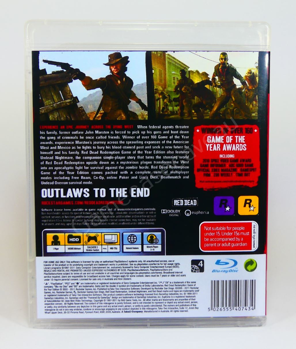 Red Dead Redemption Game of the Year Edition - PS3 Replacement Case